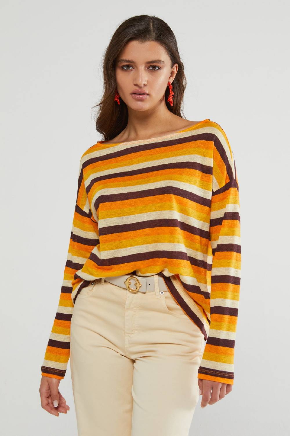 Ottod'Ame Linen Sweater With Boat Neckline
