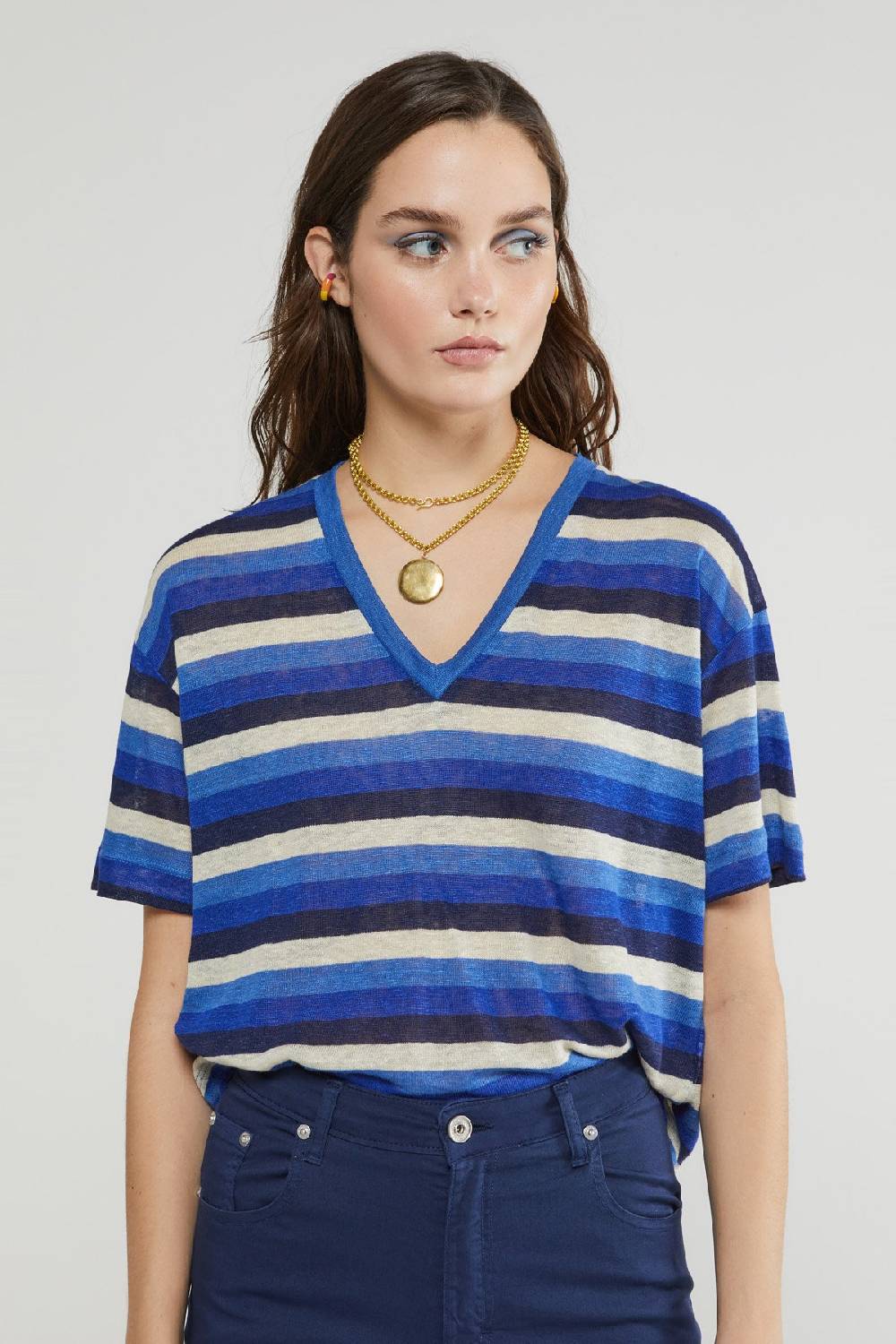 Ottod'Ame Linen Sweater With V Neckline