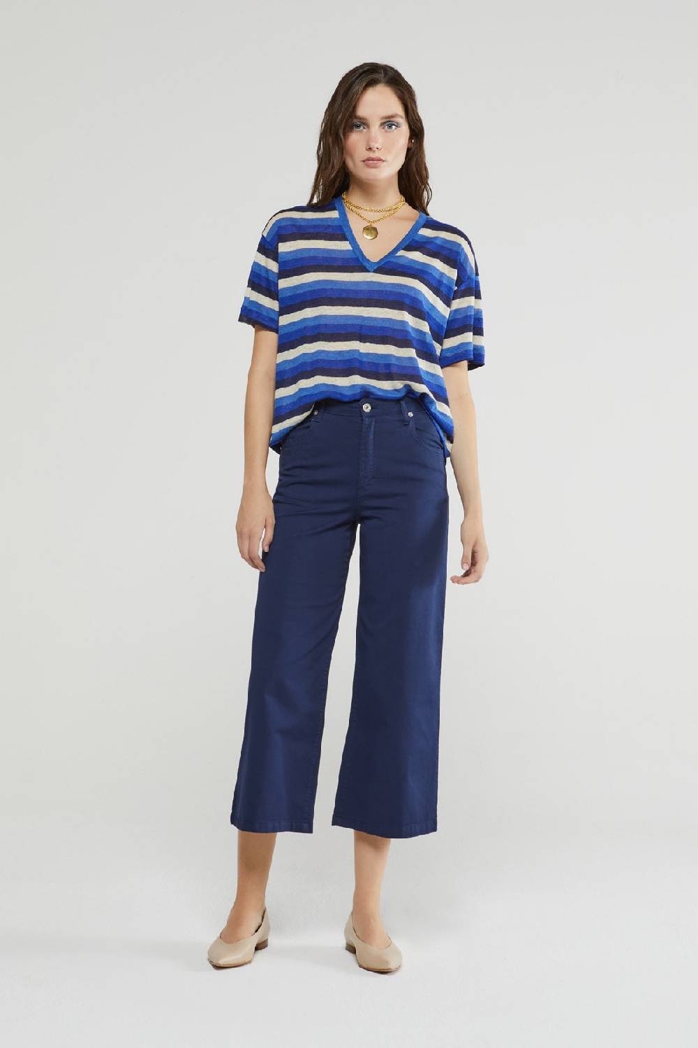 ottod'Ame Linen sweater with V neckline