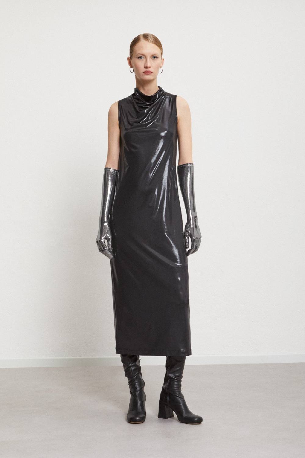 Ottod'Ame Long Dress With Vinyl Effect