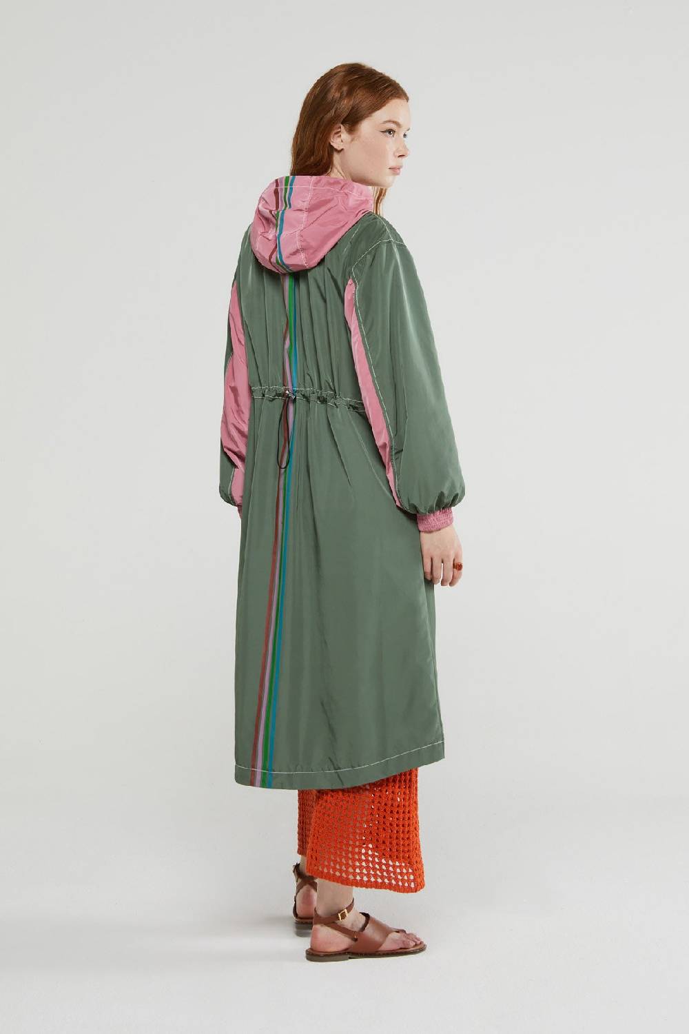 Ottod'Ame Long Raincoat With Zipper And Drawstring