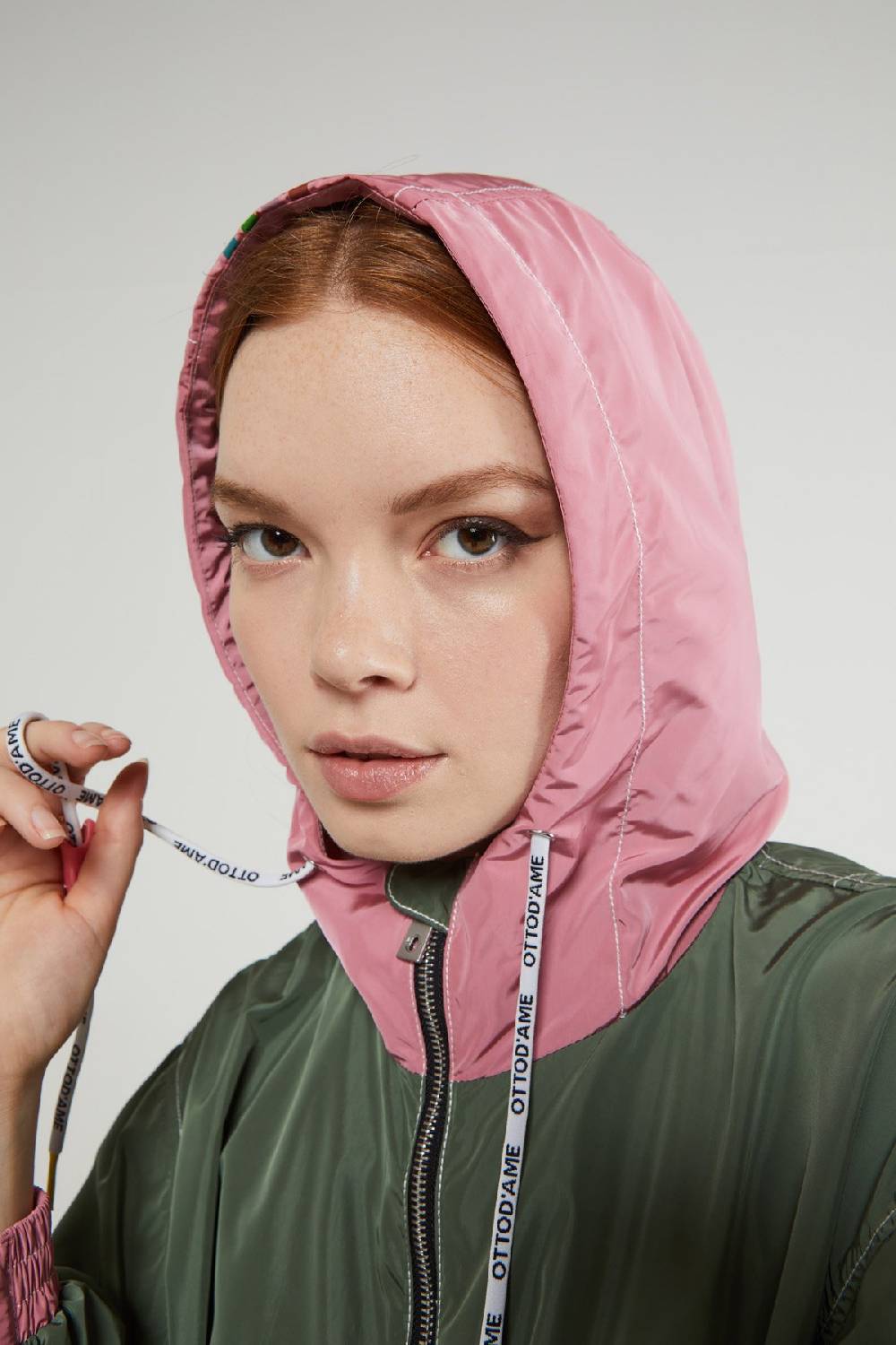 Ottod'Ame Long Raincoat With Zipper And Drawstring