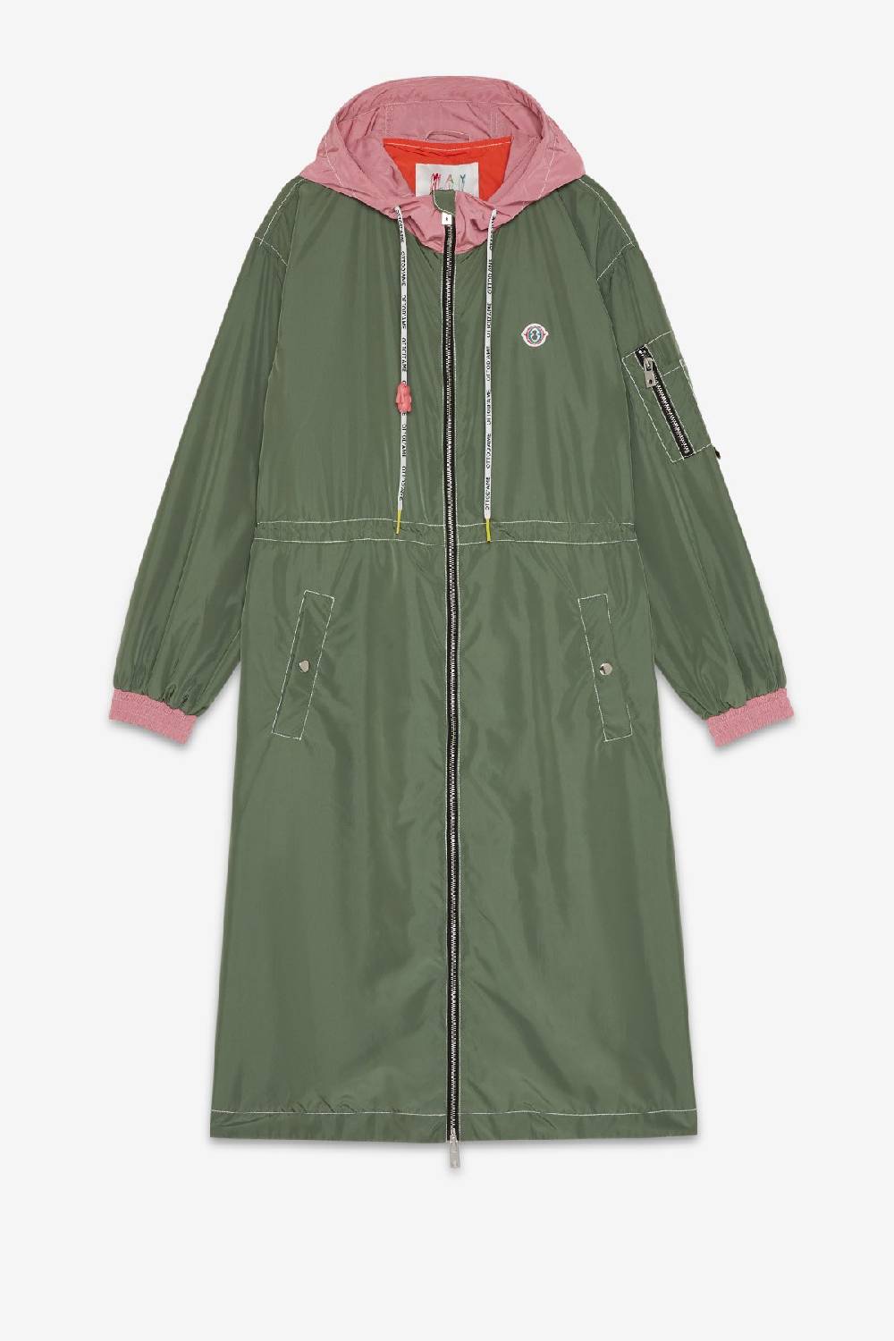 Ottod'Ame Long Raincoat With Zipper And Drawstring
