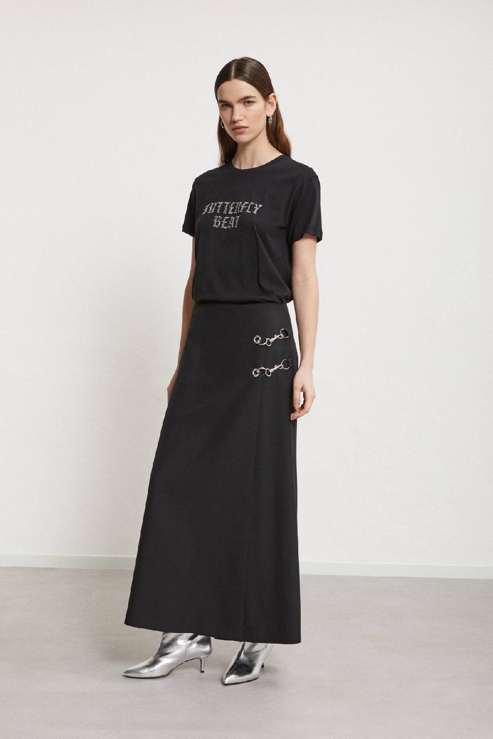 Ottod'Ame Long Skirt With Grommet And Chain