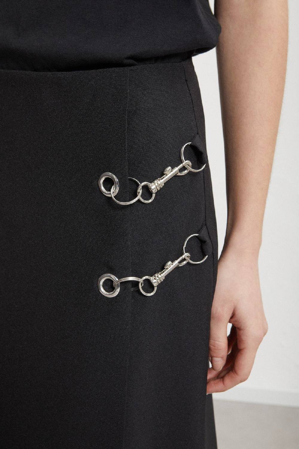 Ottod'Ame Long Skirt With Grommet And Chain