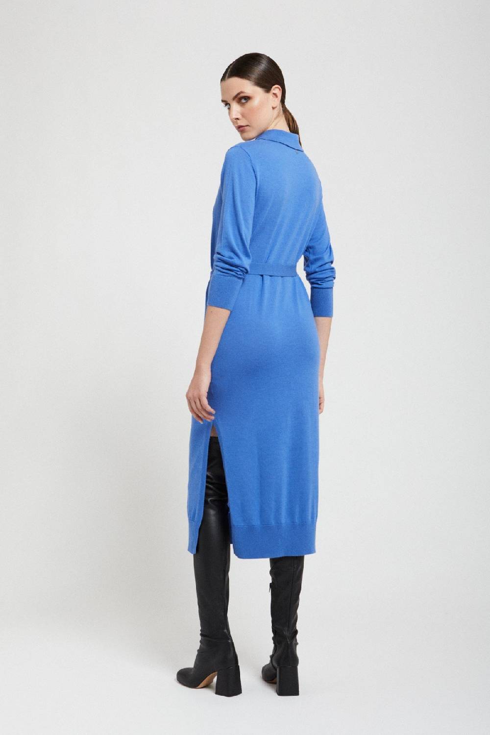 Ottod'Ame Merino Wool Midi Dress With Sash