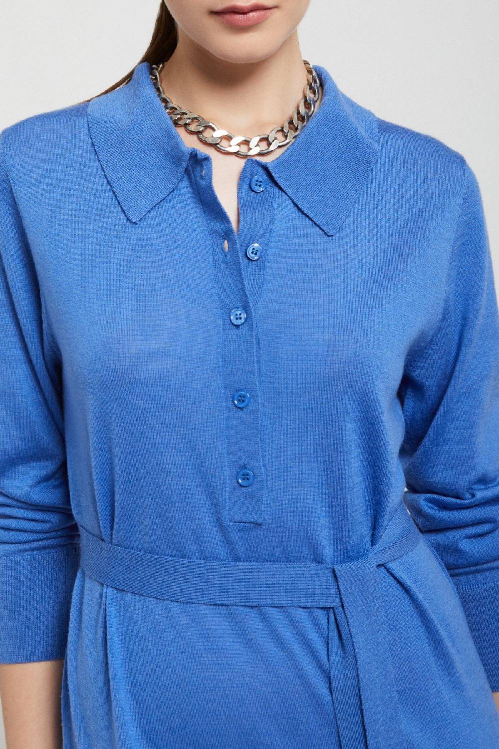 Ottod'Ame Merino Wool Midi Dress With Sash