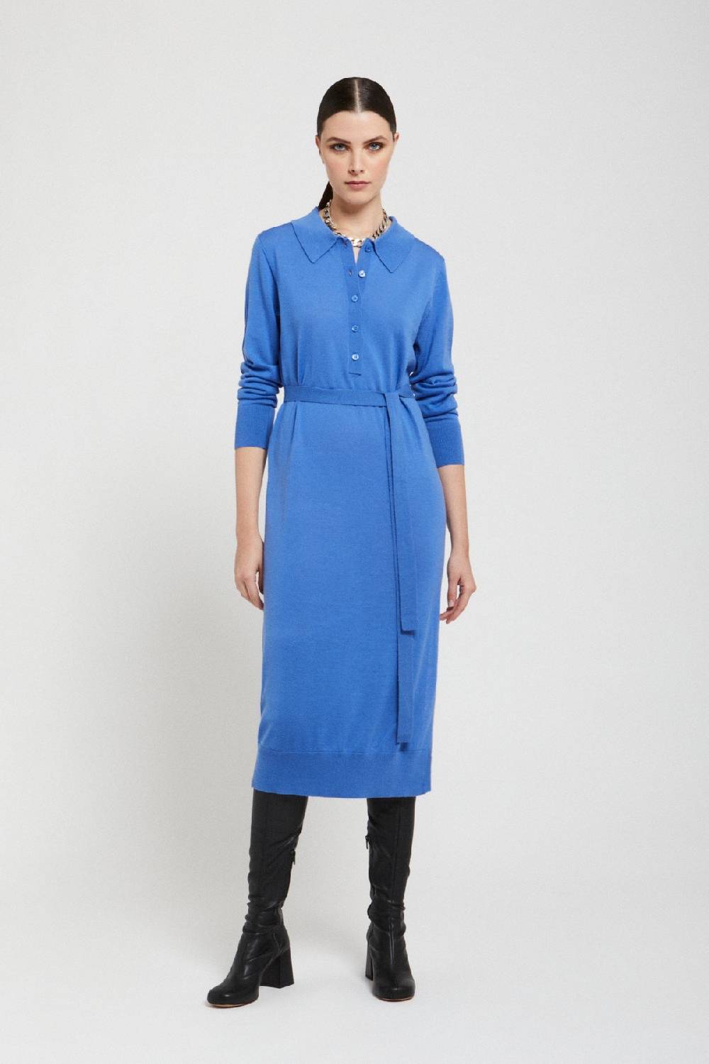 ottod'Ame Merino wool midi dress with sash