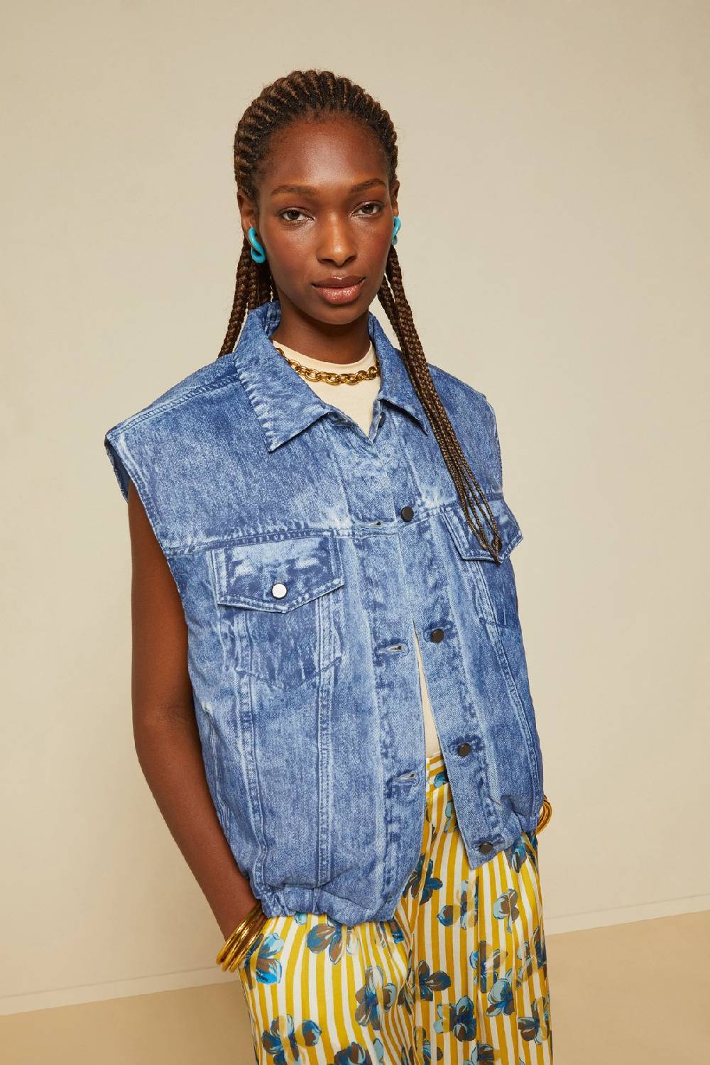 Ottod'Ame Padded Waistcoat Jeans