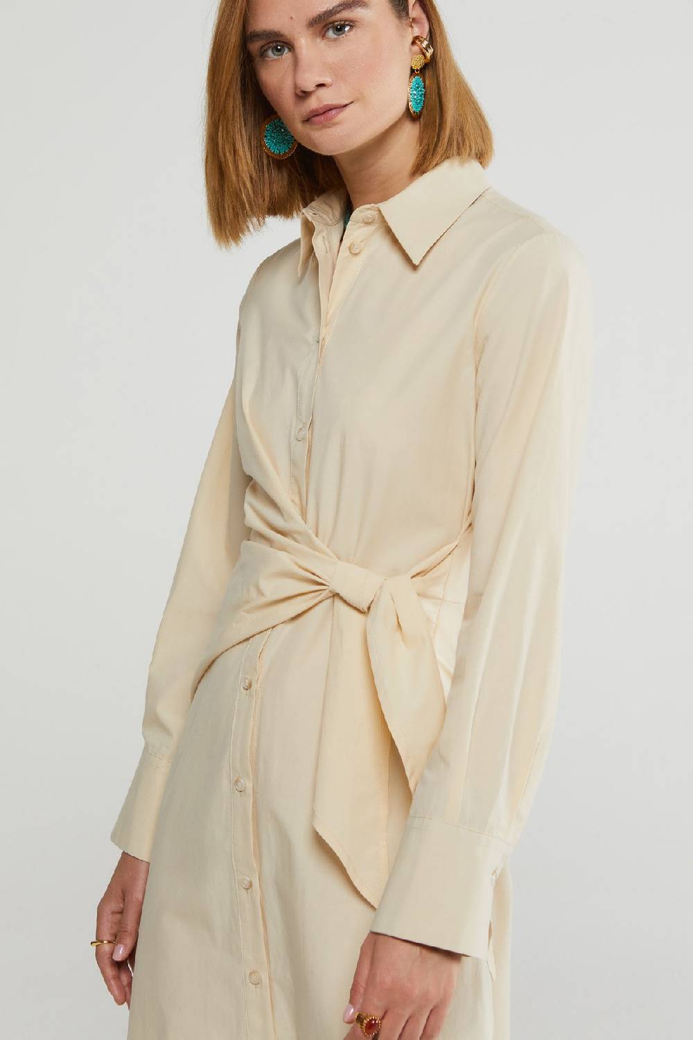 Ottod'Ame Poplin Chemisier Midi Dress With Sash