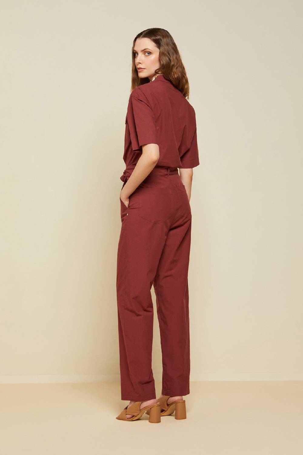 Ottod'Ame Poplin Jumpsuit With Sash