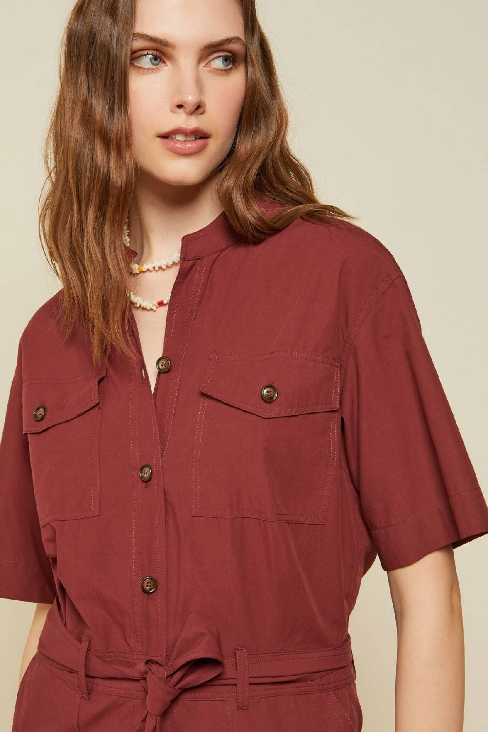 Ottod'Ame Poplin Jumpsuit With Sash