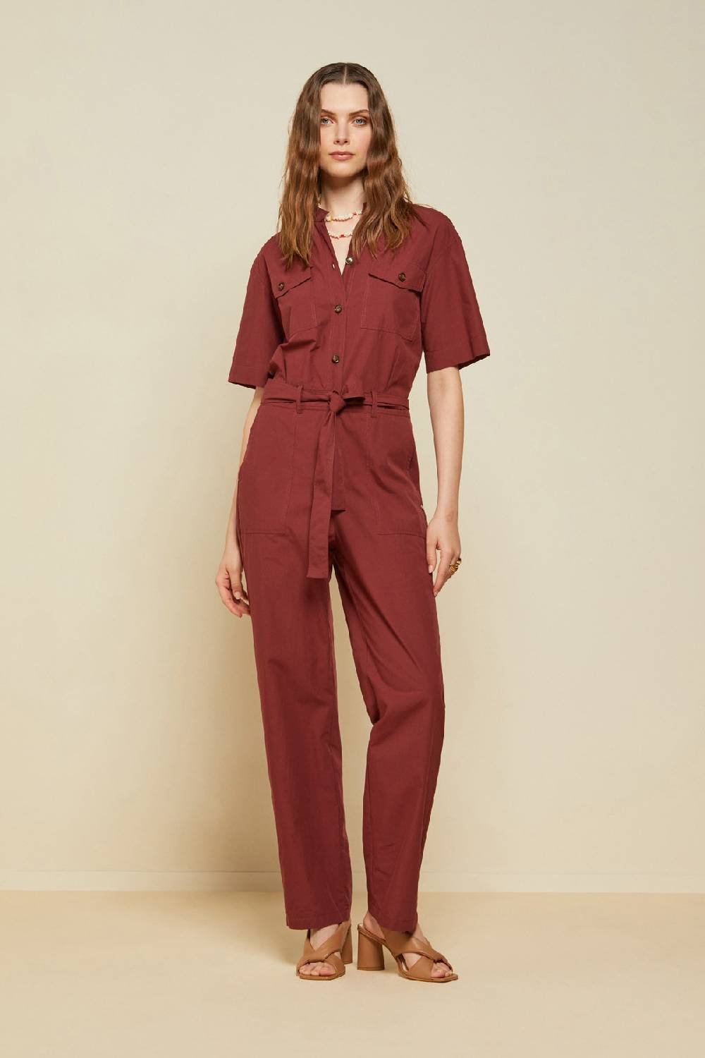 ottod'Ame Poplin jumpsuit with sash