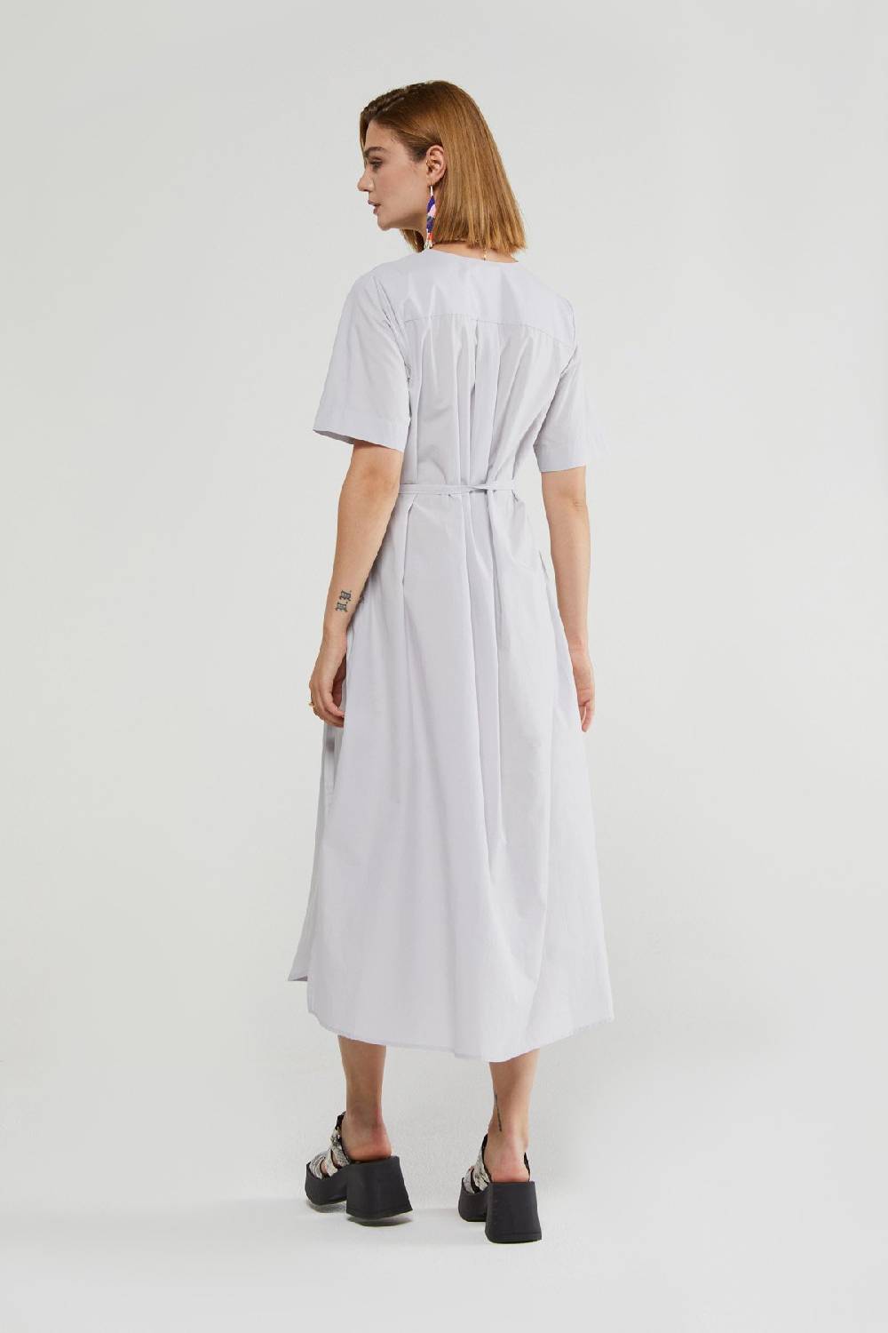 Ottod'Ame Poplin Long Dress With Sash