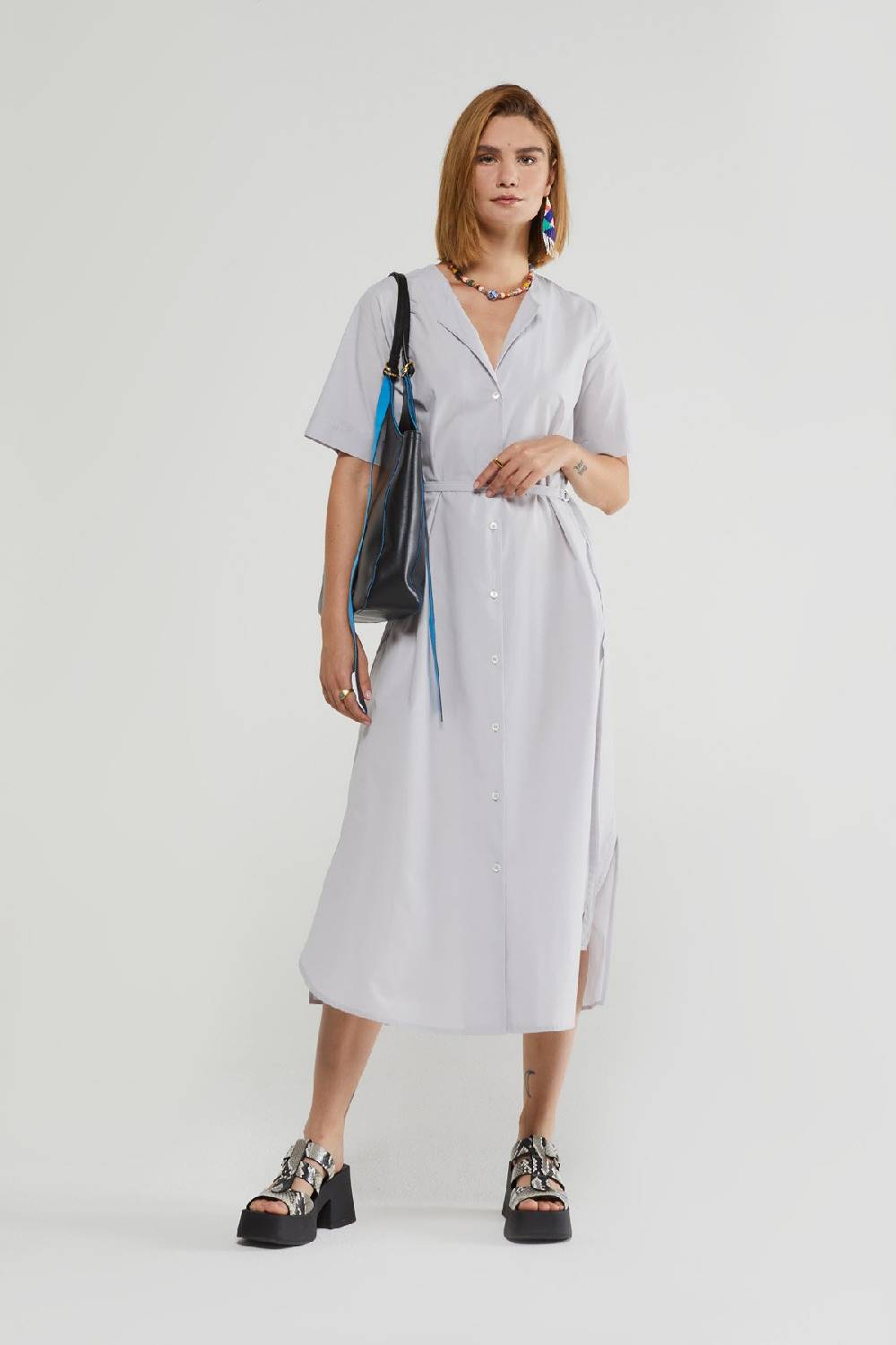 ottod'Ame Poplin long dress with sash