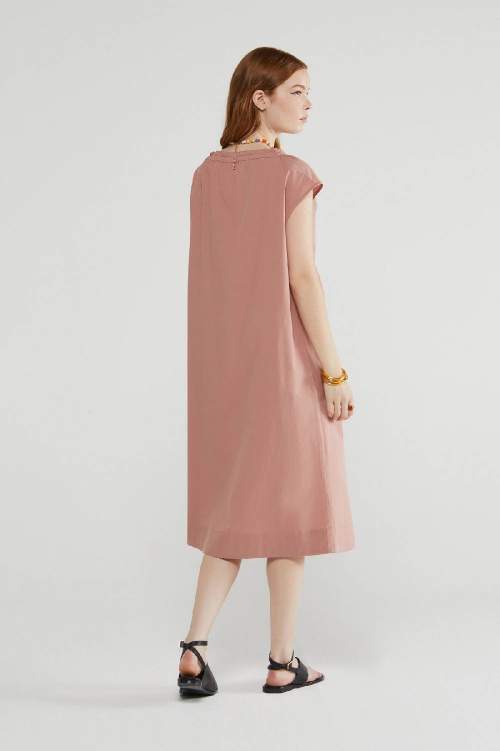 Ottod'Ame Poplin Midi Dress With Drawstring