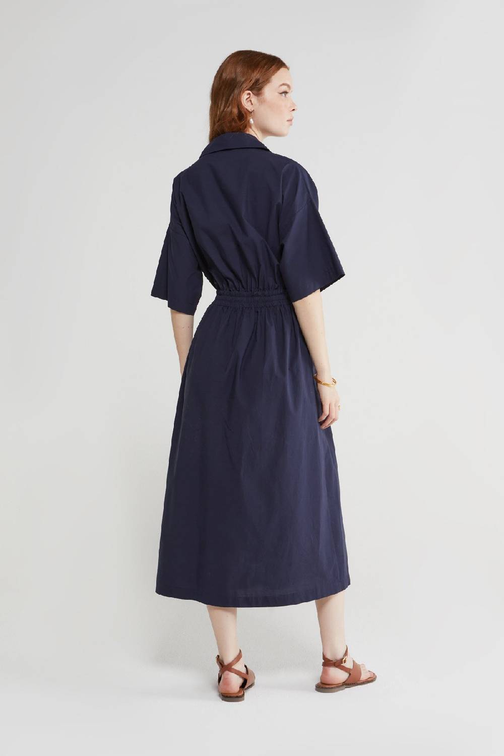 Ottod'Ame Poplin Midi Dress With Drawstring
