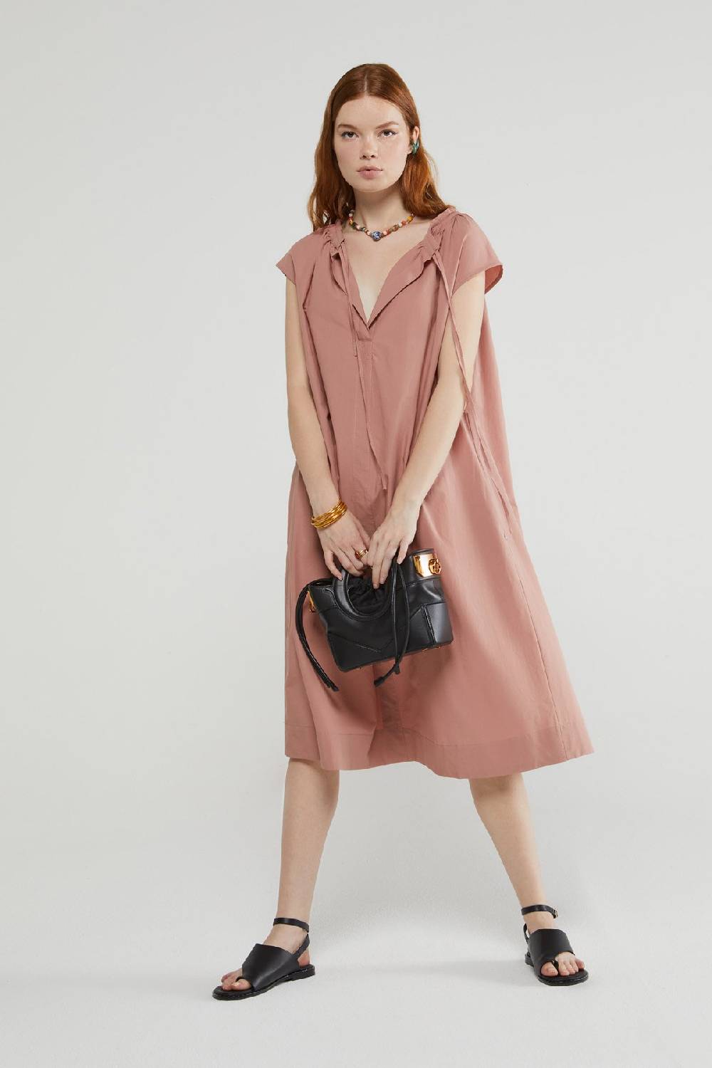 ottod'Ame Poplin midi dress with drawstring