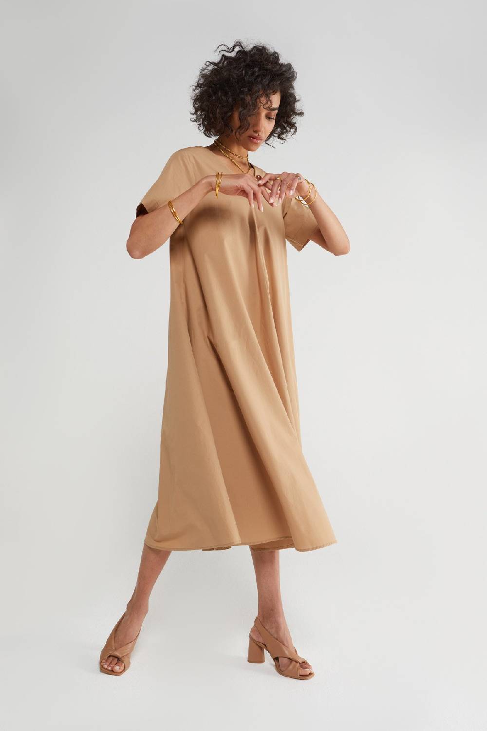 Ottod'Ame Poplin Midi Dress With Pleats