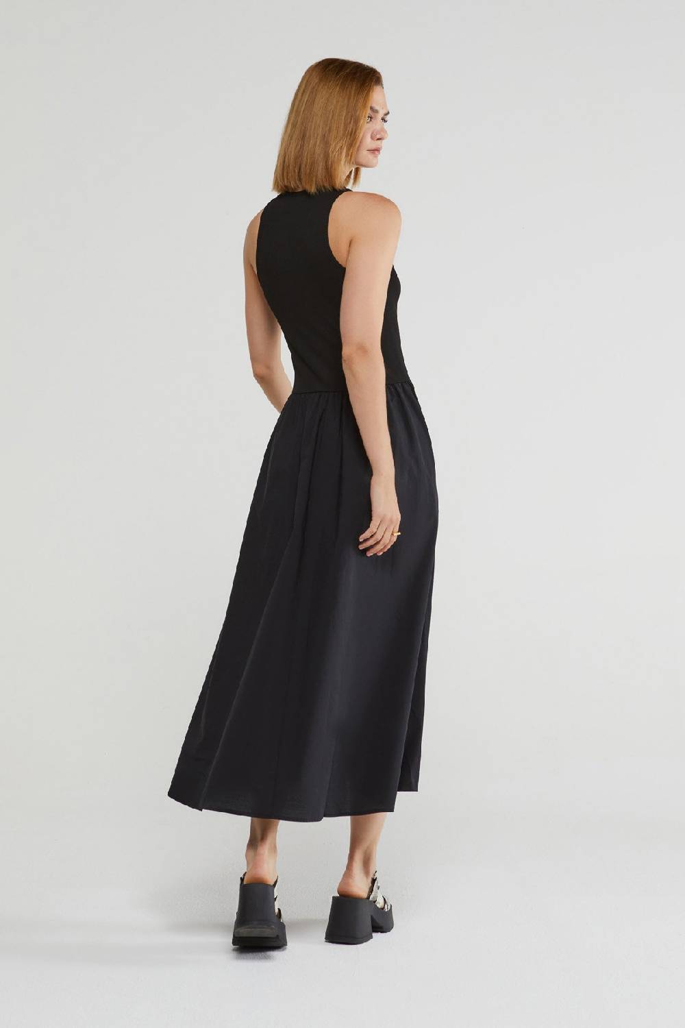 Ottod'Ame Poplin Midi Dress With Poodle Skirt