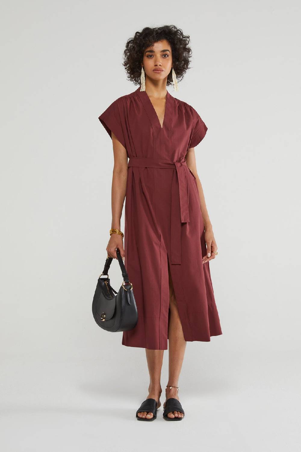 ottod'Ame Poplin midi dress with sash