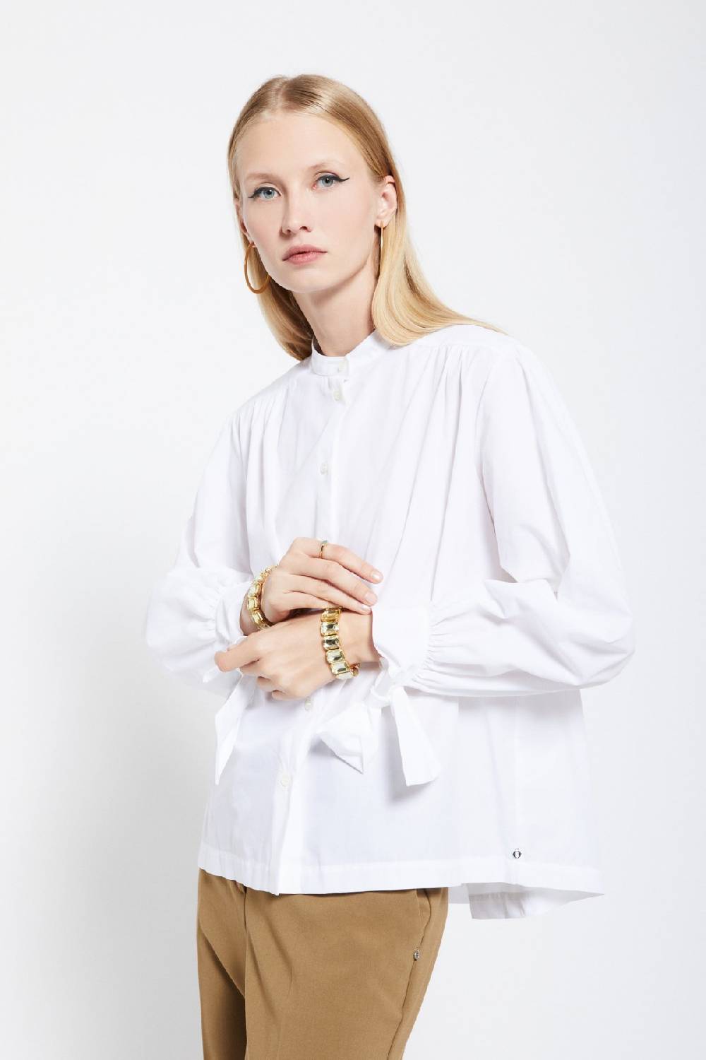 Ottod'Ame Poplin Shirt With Mandarin Collar