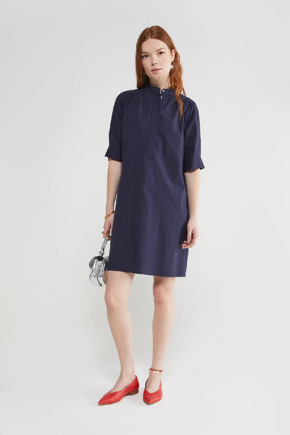 ottod'Ame Poplin short dress with mandarin collar
