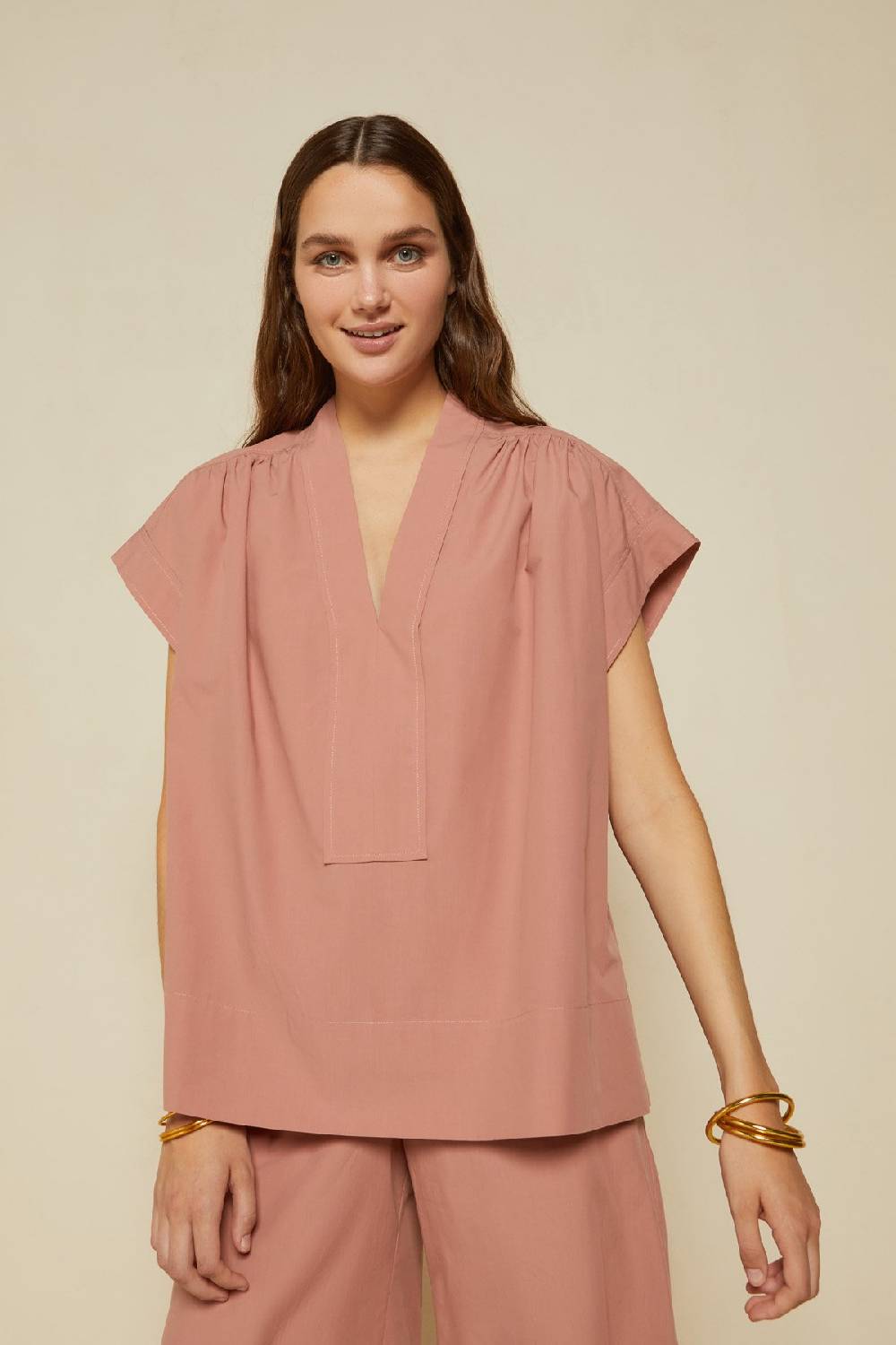 Ottod'Ame Poplin V-neck Sweater