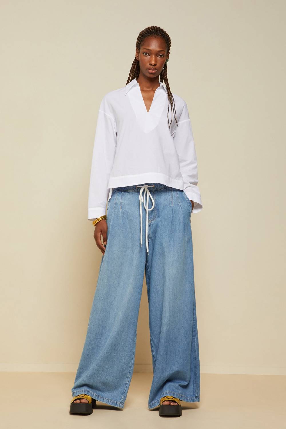 ottod'Ame Poplin V-neck sweater