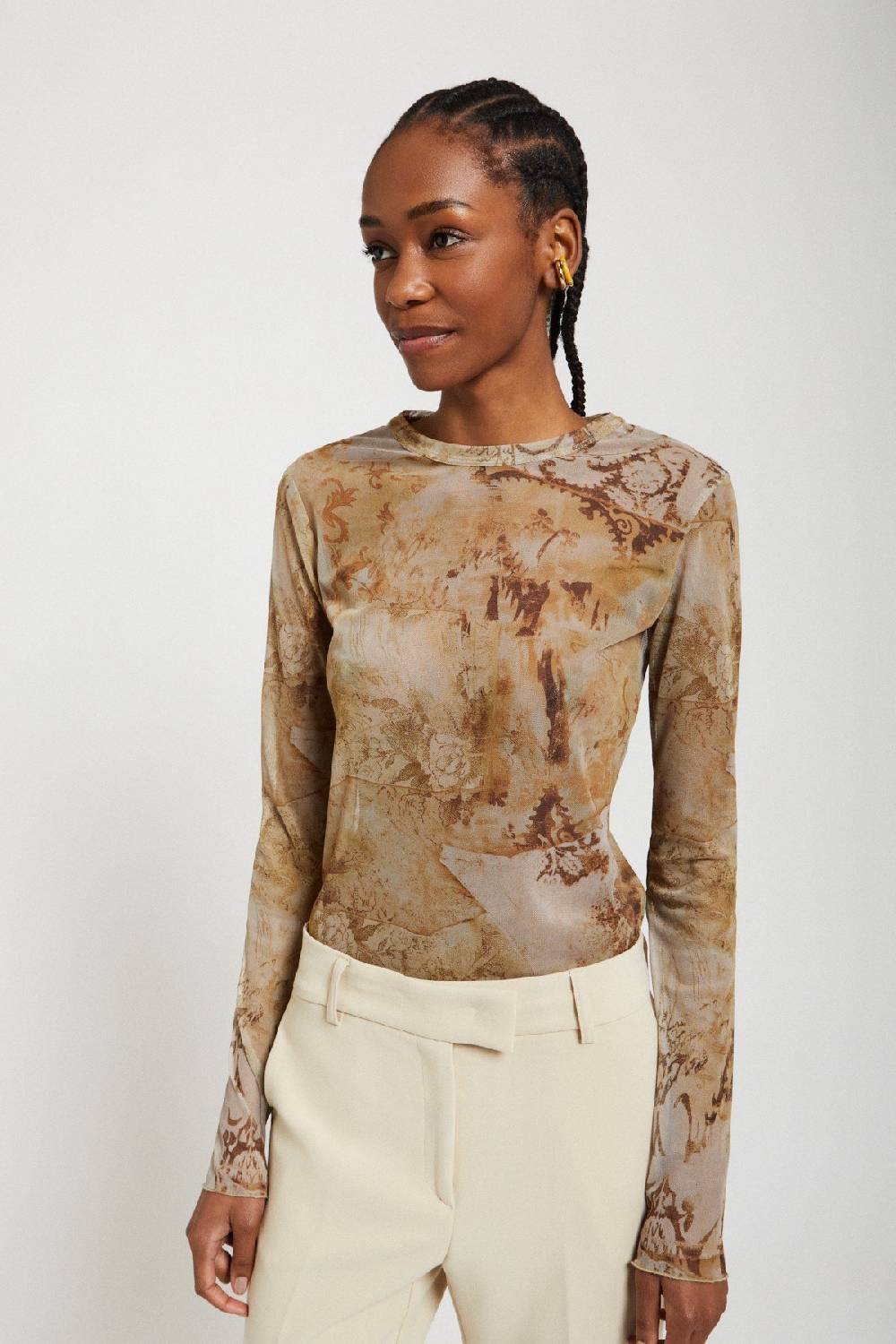 Ottod'Ame Printed And Veiled Blouse