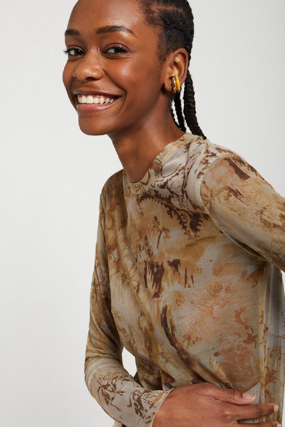 Ottod'Ame Printed And Veiled Blouse