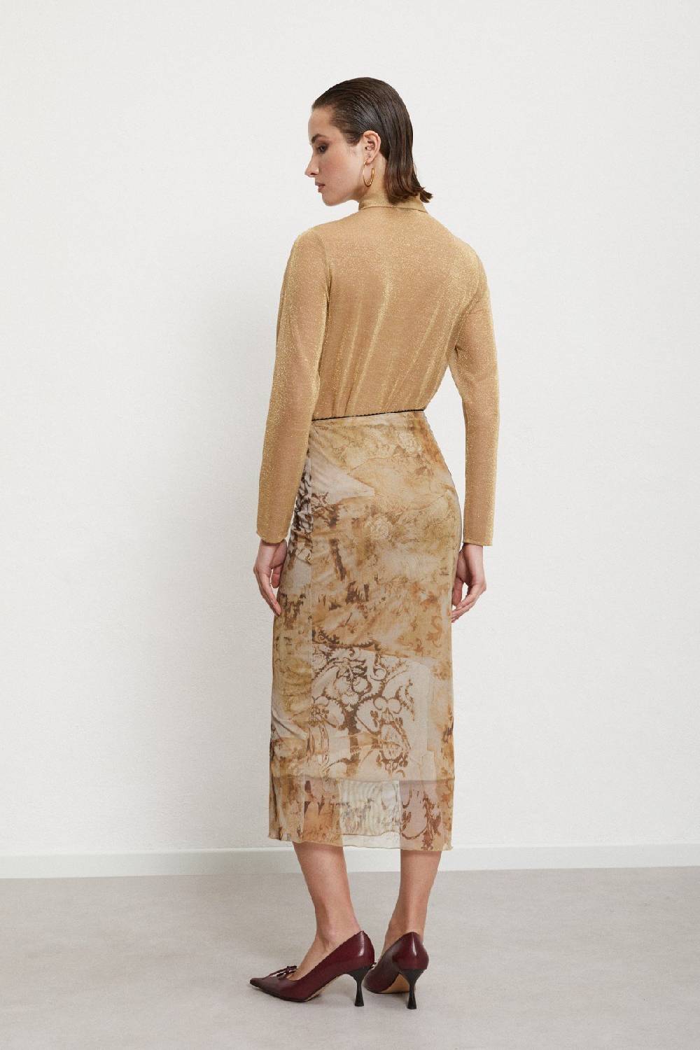 Ottod'Ame Printed And Veiled Midi Skirt
