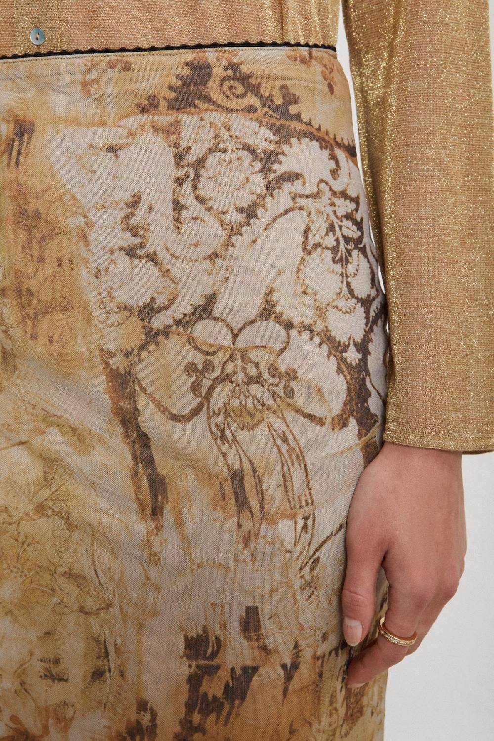 Ottod'Ame Printed And Veiled Midi Skirt