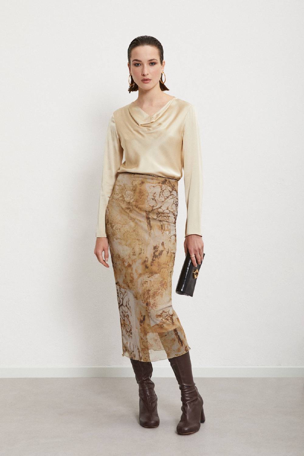 Ottod'Ame Printed And Veiled Midi Skirt