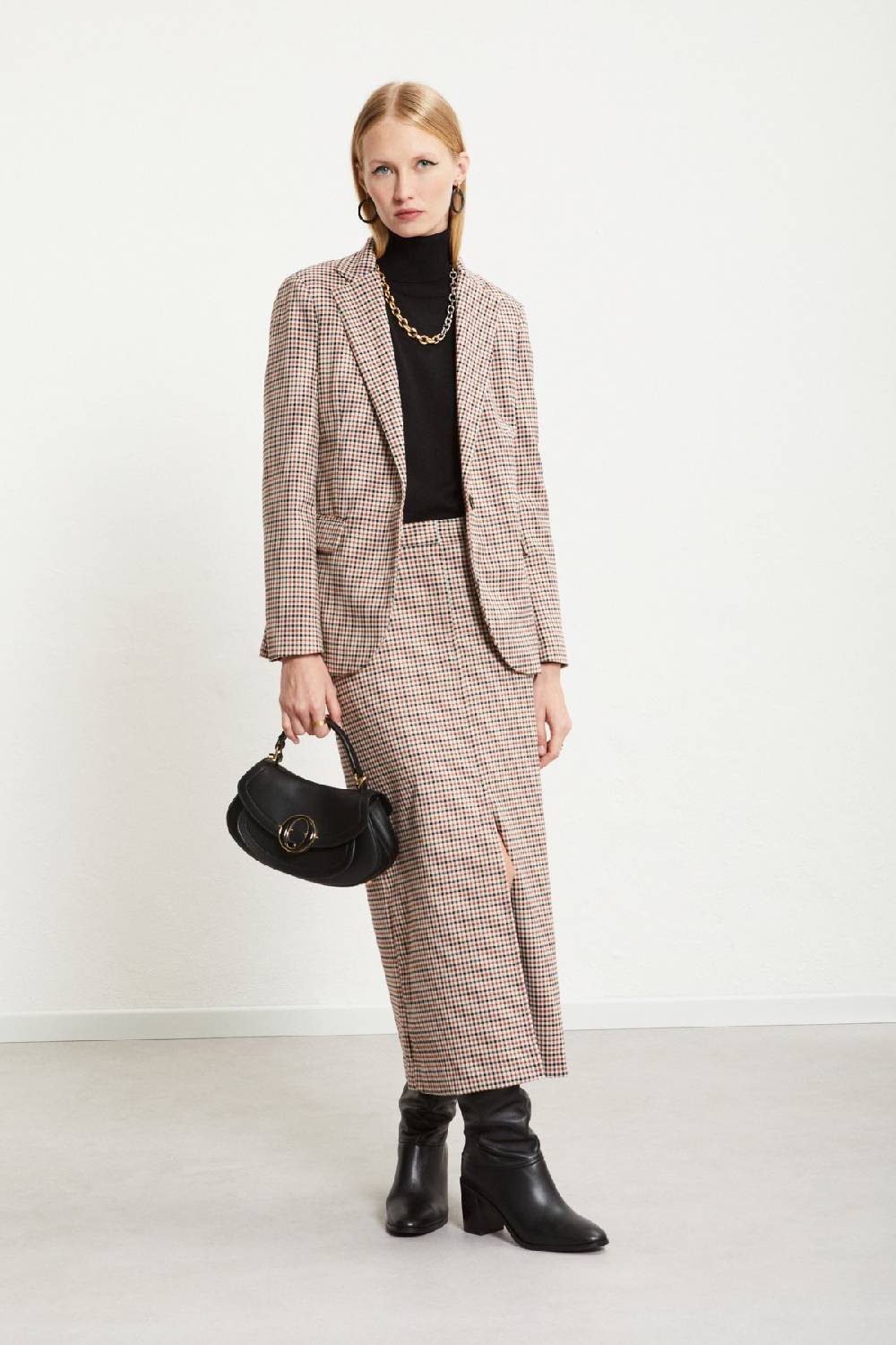 ottod'Ame Printed check long skirt