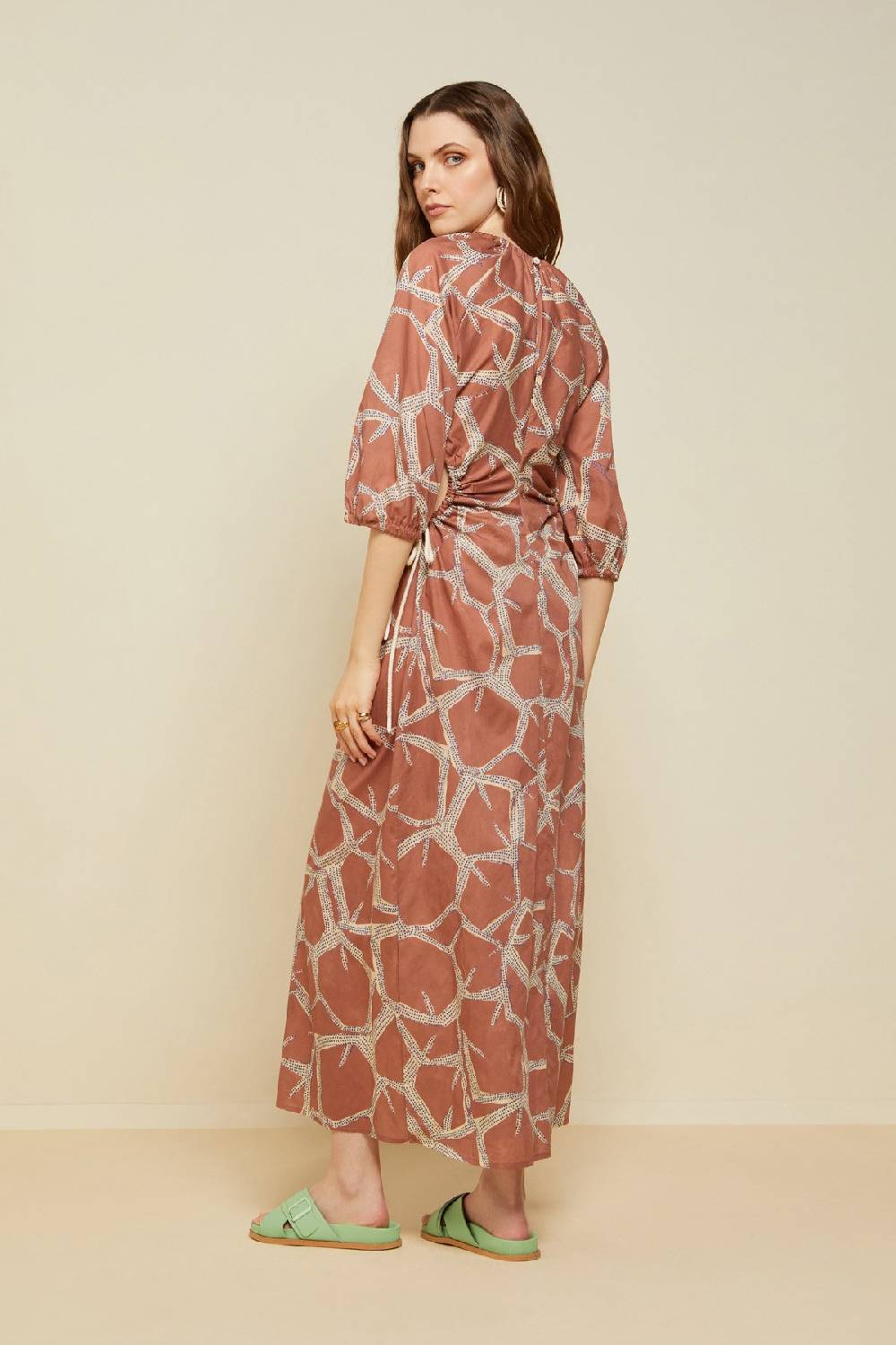 Ottod'Ame Printed Cotton Long Dress With Porthole