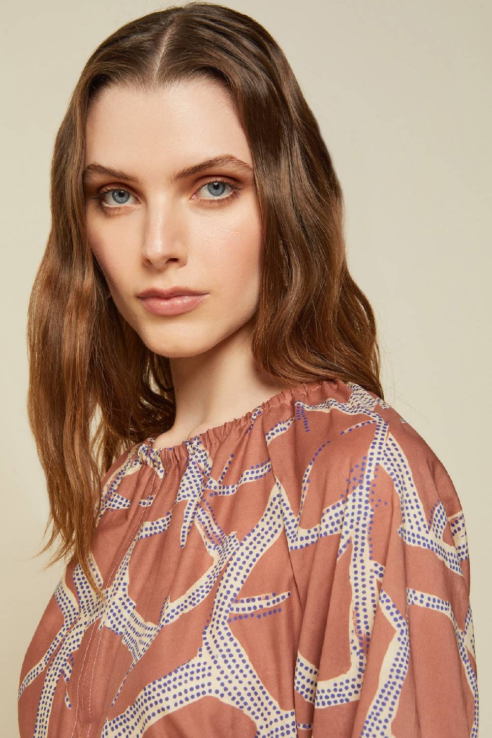 Ottod'Ame Printed Cotton Long Dress With Porthole