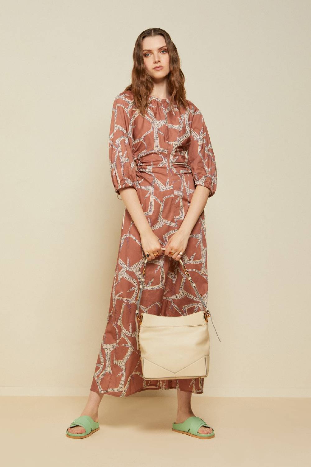 Ottod'Ame Printed Cotton Long Dress With Porthole