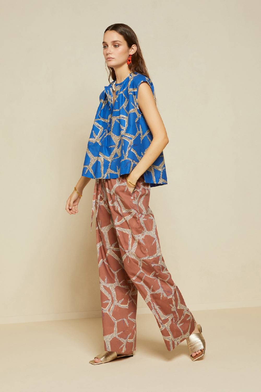 Ottod'Ame Printed Cotton Palazzo Trousers
