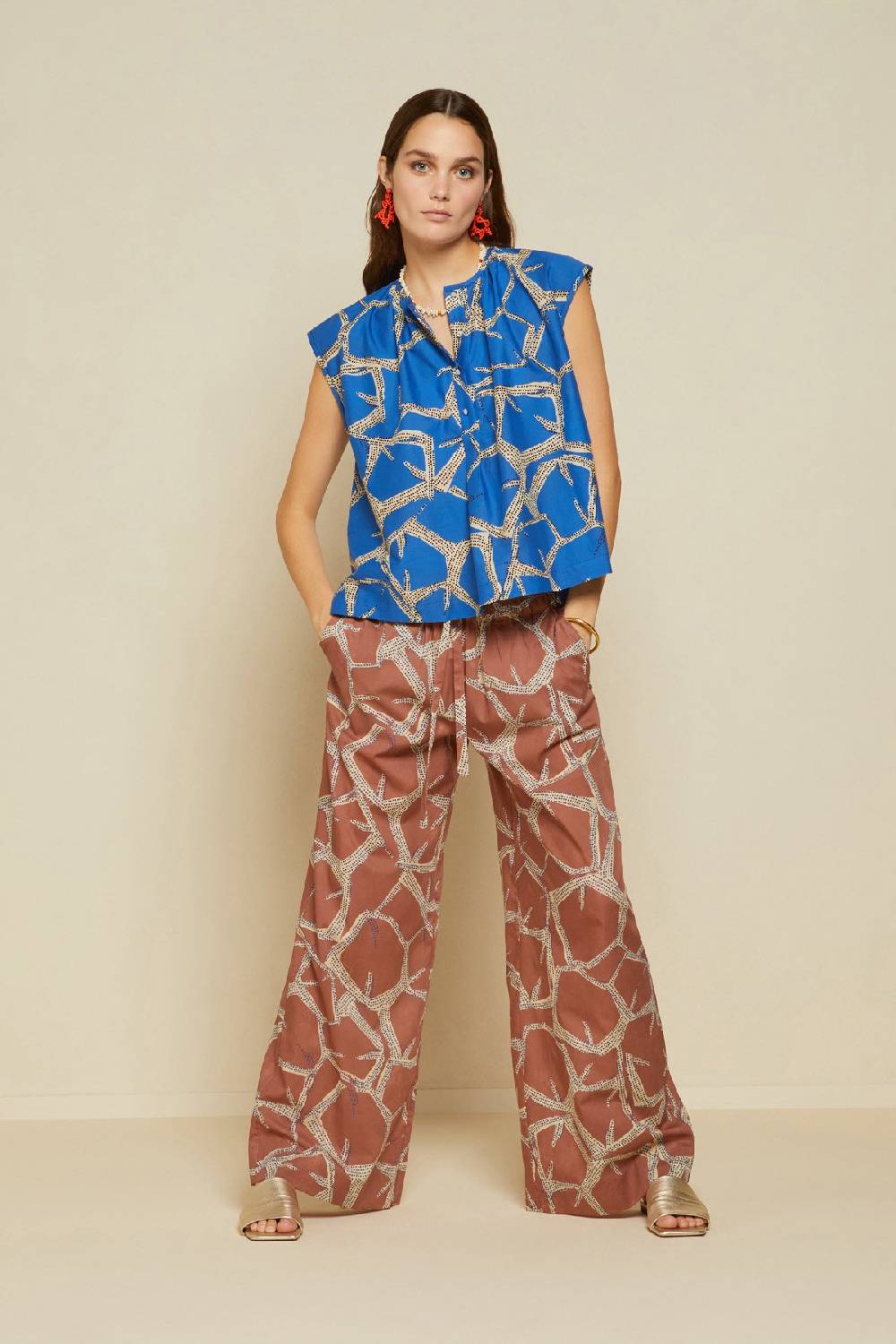 ottod'Ame Printed cotton palazzo trousers