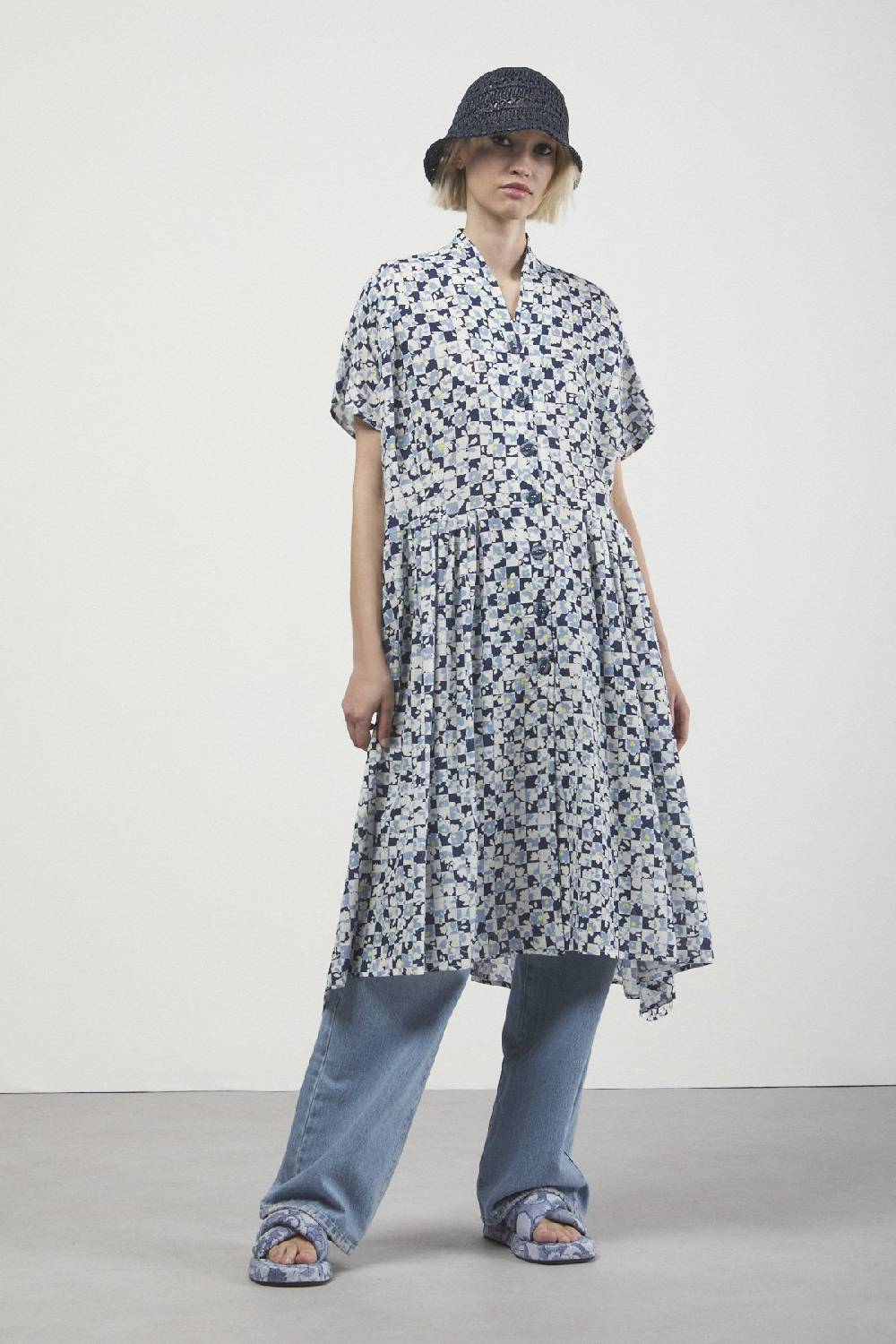 ottod'Ame Printed dress with pleated skirt
