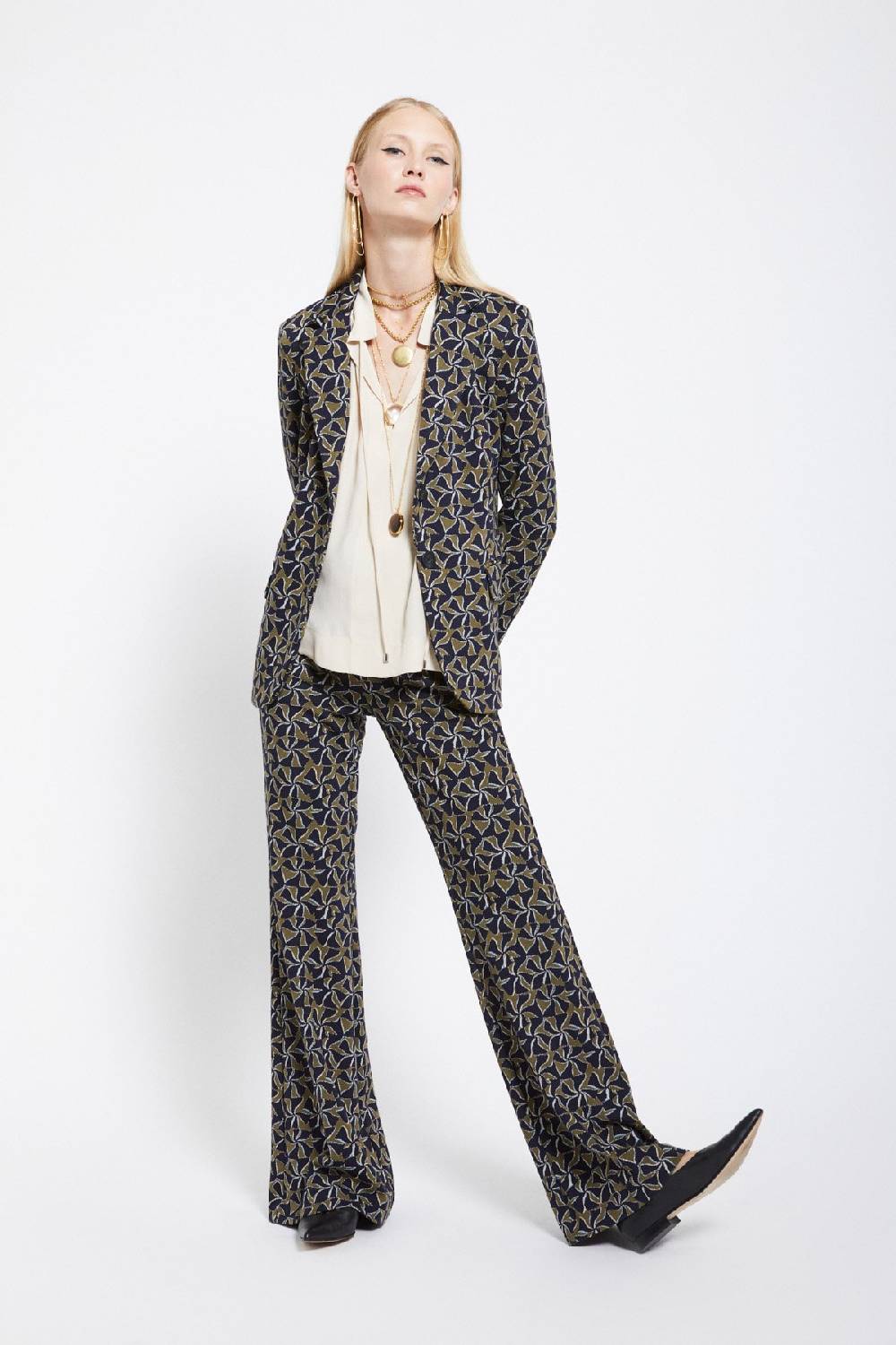 Ottod'Ame Printed Flare Trousers