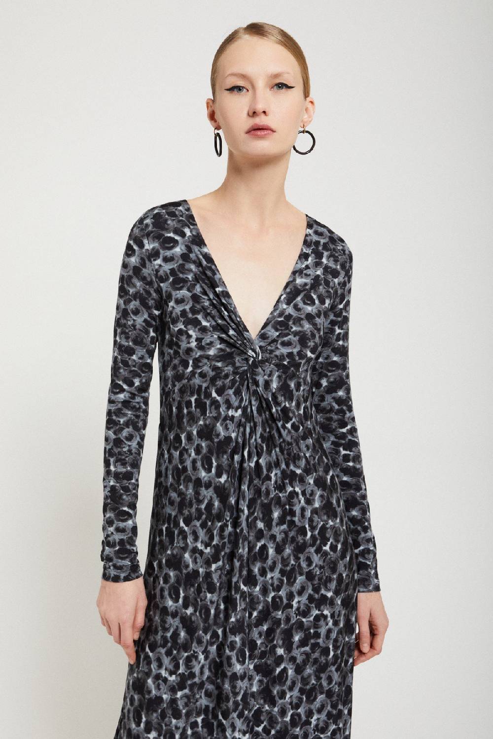 Ottod'Ame Printed Viscose Long Dress With Knot