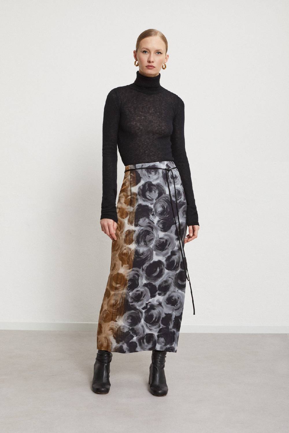 ottod'Ame Printed viscose long skirt