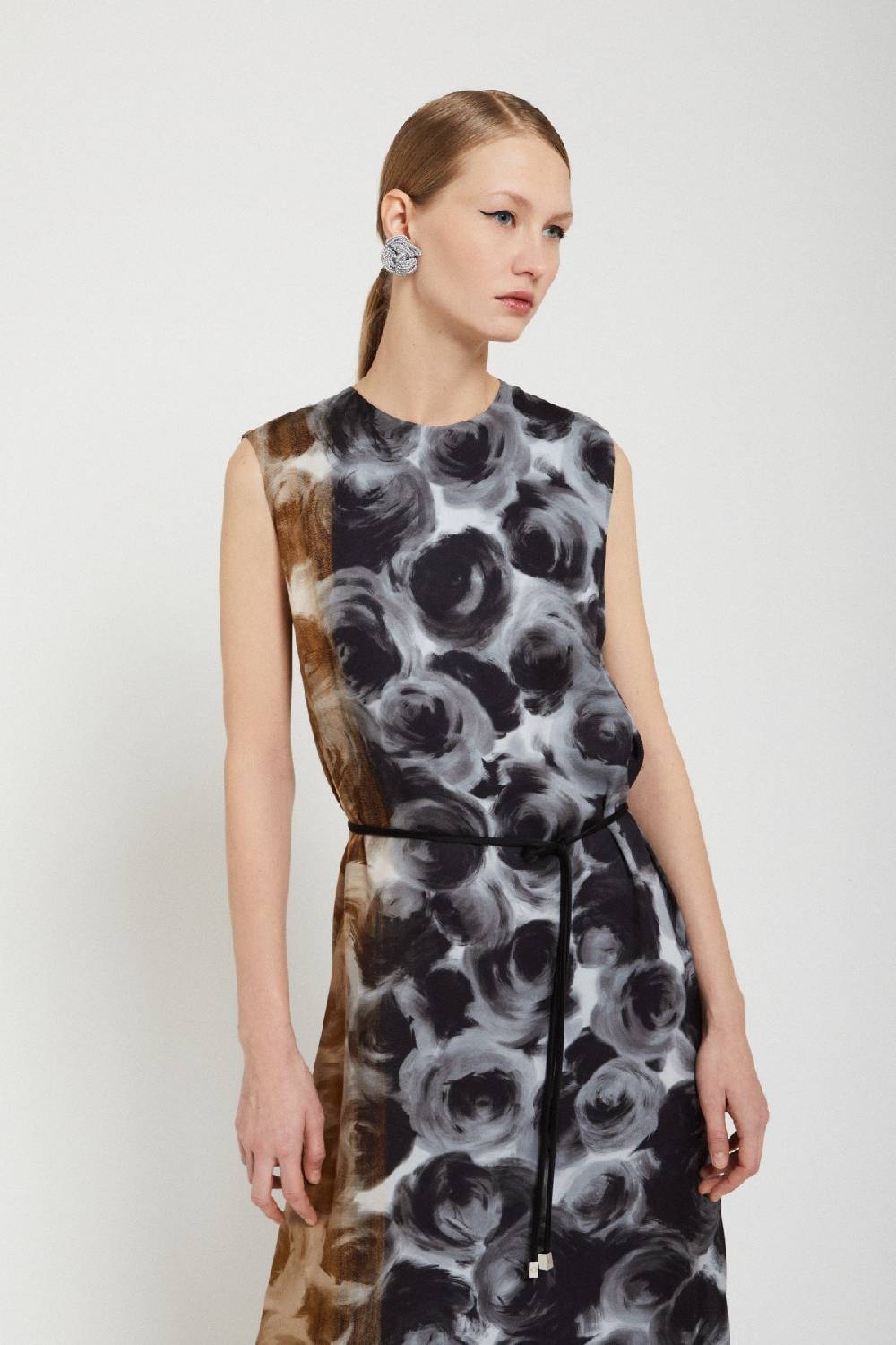 Ottod'Ame Printed Viscose Midi Dress With Sash