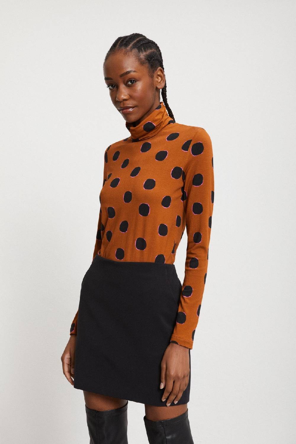 Ottod'Ame Printed Viscose Turtleneck T-shirt