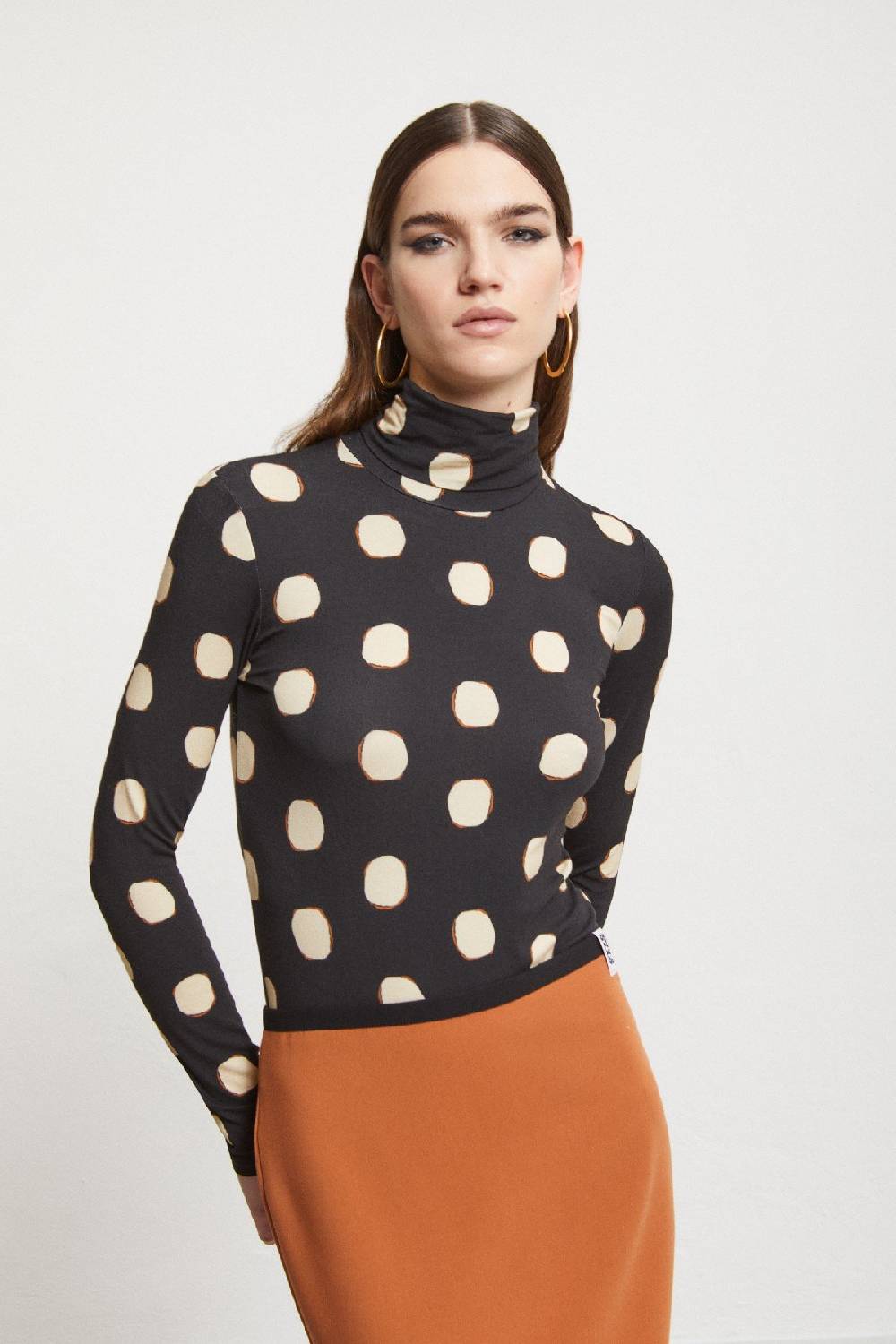 Ottod'Ame Printed Viscose Turtleneck T-shirt