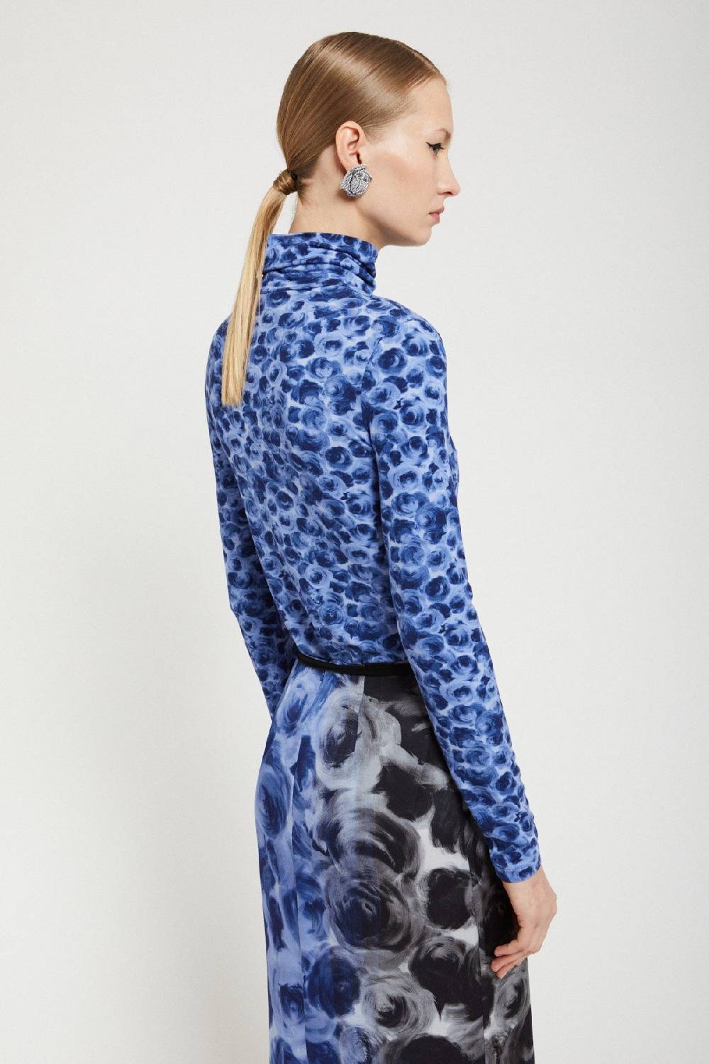 Ottod'Ame Printed Viscose Turtleneck T-shirt