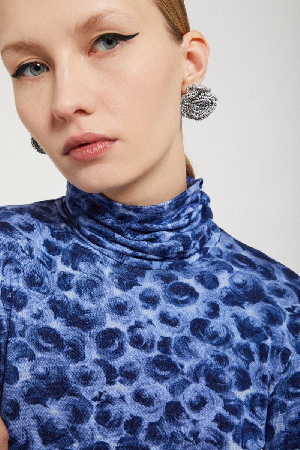 Ottod'Ame Printed Viscose Turtleneck T-shirt