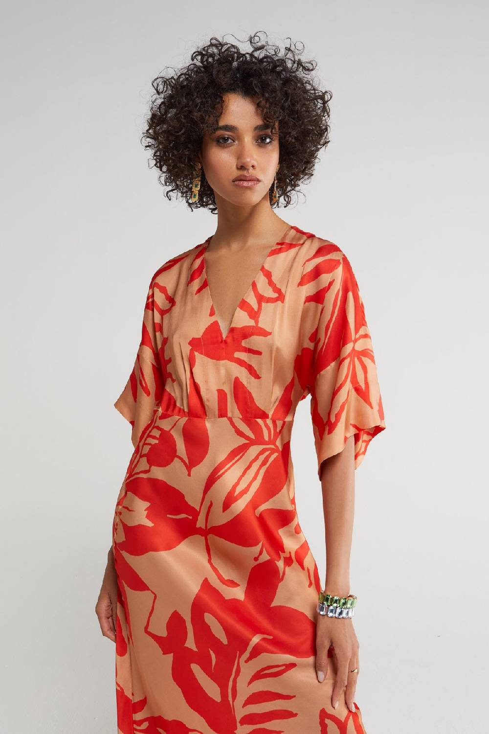 Ottod'Ame Printed Viscose V-neck Long Dress